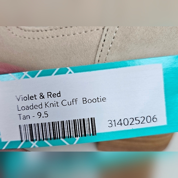 New Violet & Red Loaded Knit Cuff Tan Ankle Bootie Women Size 9.5 - Picture 16 of 16